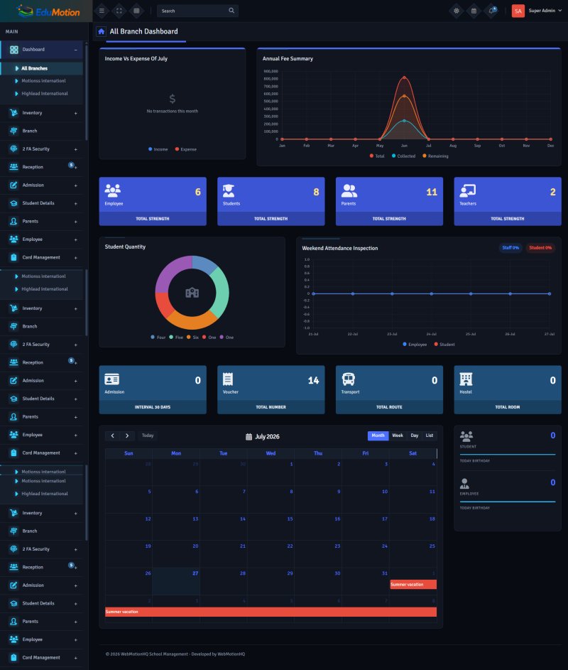 EduMotion - School Management Software interface
